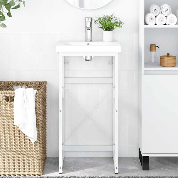 vidaXL Bathroom Washbasin Frame White 40x38x83 cm Iron