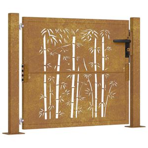 vidaXL Garden Gate 100x75 cm Corten Steel Bamboo Design