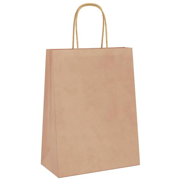 vidaXL Paper Bags 50 pcs with Handles Brown 21x11x28 cm