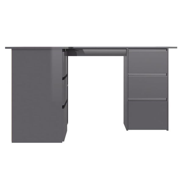 vidaXL Corner Desk High Gloss Grey 145x100x76 cm Engineered Wood