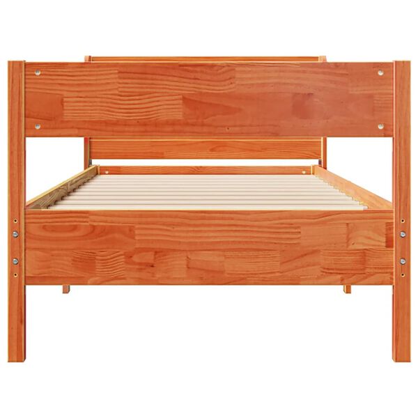 vidaXL Bed Frame without Mattress Wax Brown 75x190 cm Small Single Solid Wood Pine