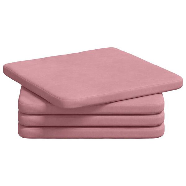 vidaXL Seat Cushions 4 pcs Pink 40 x 40 x 3 cm Velvet