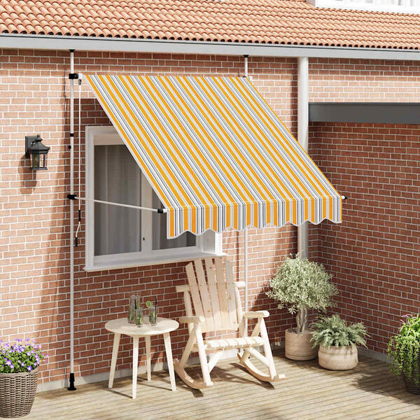vidaXL Manual Retractable Awning 200 cm Yellow and Blue Stripes