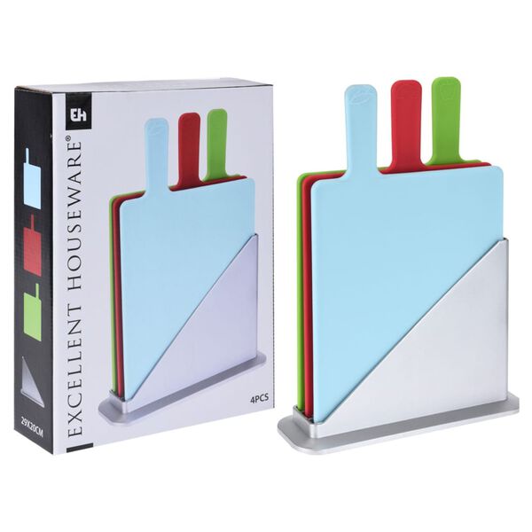 Excellent Houseware 3 Piece Cutting Board Set with Holder