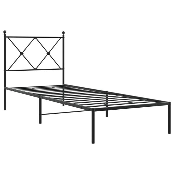 vidaXL Metal Bed Frame without Mattress with Headboard Black 75x190cm
