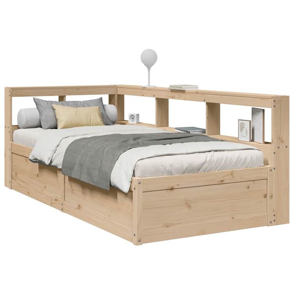 vidaXL Bookcase Bed without Mattress 75x190cm Solid Wood Pine