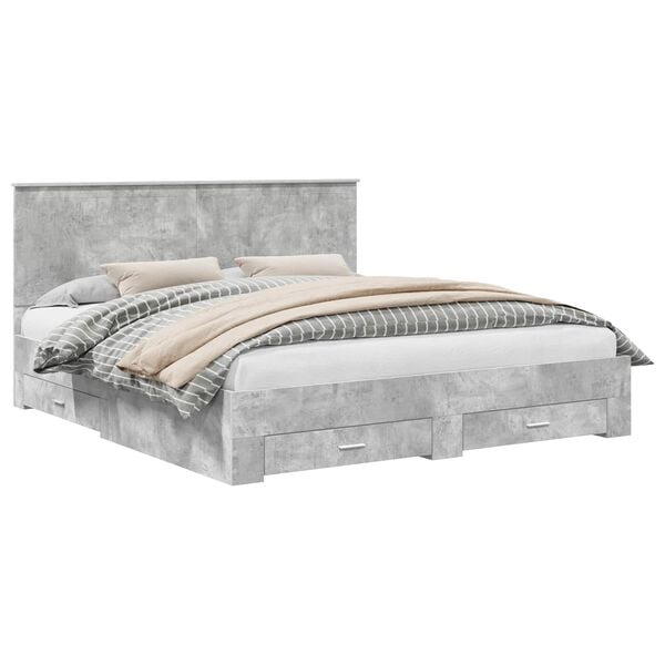 vidaXL Bed Frame Concrete Grey 180 x 200 cm Engineered Wood