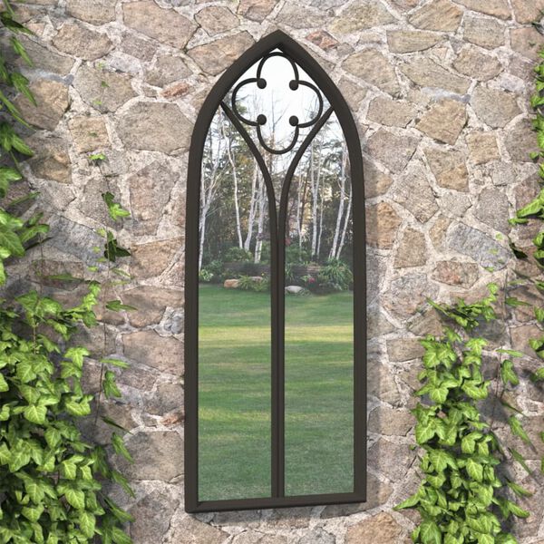 vidaXL Garden Mirror Black 70x30 cm Iron for Outdoor Use