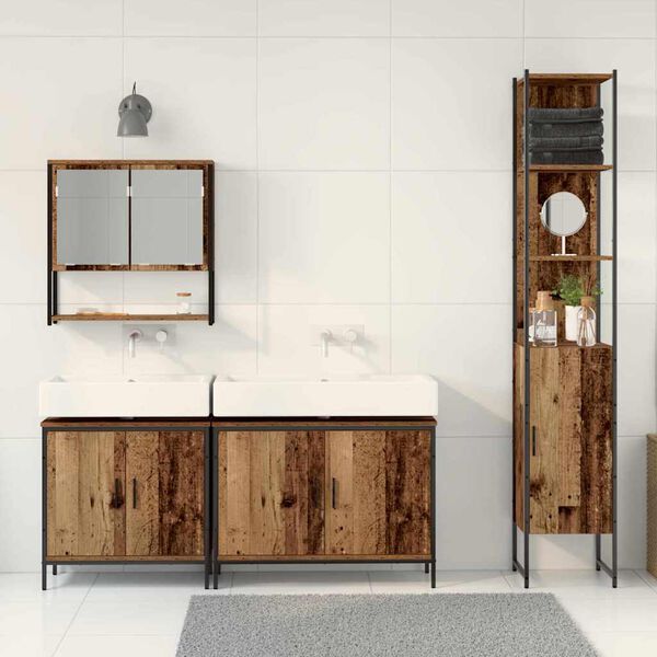 vidaXL Bathroom Furniture Set with Shelf 4 pcs Brown Engineered wood