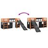 vidaXL Kids' Loft Bed with Curtains White&Black 80x200 cm Solid Wood Pine