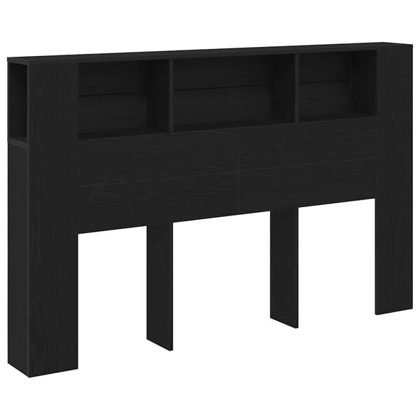 vidaXL Headboard Cabinet Black Oak 160 x 19 x 104.5 cm Engineered Wood