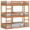 vidaXL Triple Bunk Bed without Mattress Wax Brown 80x200 cm