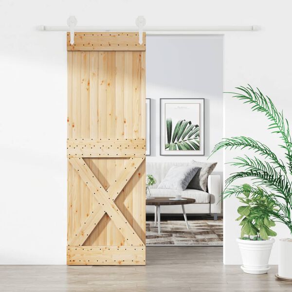 vidaXL Sliding Door with Hardware Set 80x210 cm Solid Wood Pine