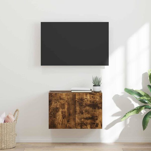 vidaXL TV Wall Cabinet Smoked Oak 59.5 x 31 x 40 cm Engineered Wood