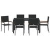 vidaXL Garden Dining Set 7 pcs Black Poly Rattan