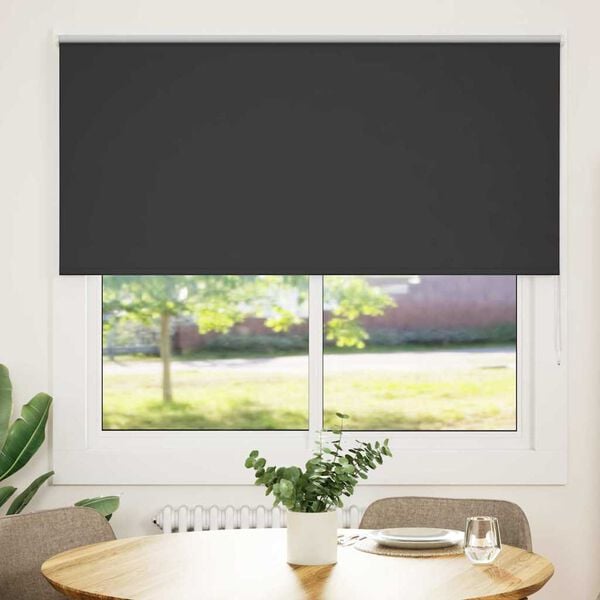 vidaXL Roller Blind Blackout Black 145x130 cm Fabric Width 141.6 cm Polyester