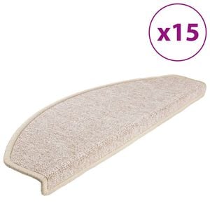 vidaXL Stair Mats 15 pcs 65x24x4 cm Taupe Half Round Large