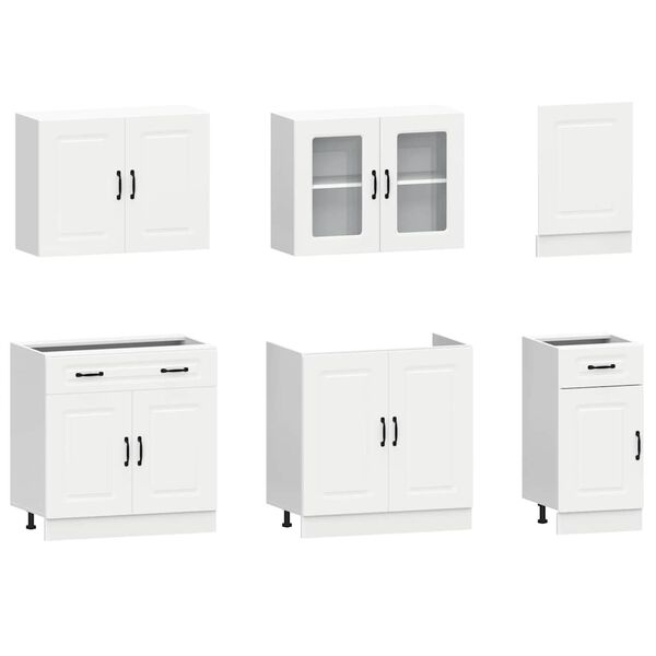 vidaXL 7 Piece Kitchen Cabinet Set Kalmar White Engineered Wood