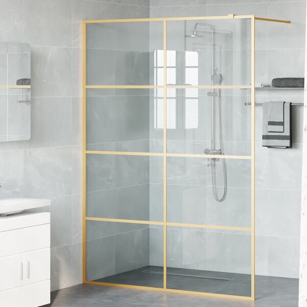 vidaXL Walk-in Shower Wall Gold 140 x 195 cm Tempered Glass