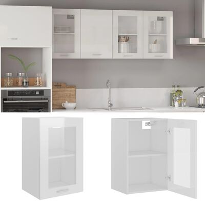 vidaXL Hanging Glass Cabinet High Gloss White 40x31x60 cm Engineered Wood