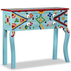 vidaXL Console Table | Multicolour (Blue tone) | Solid Mango Wood | Small