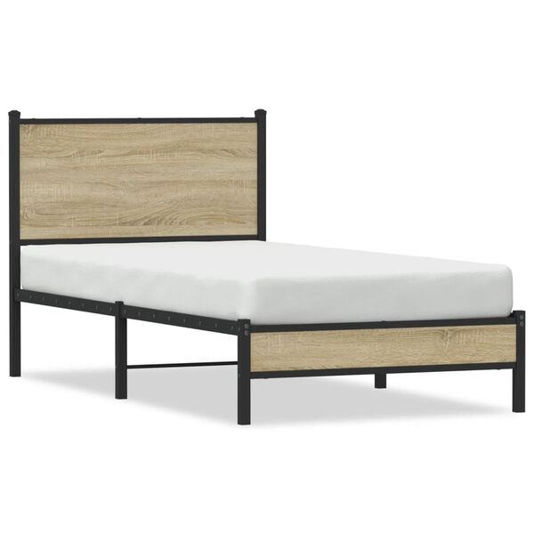 vidaXL Metal Bed Frame without Mattress Sonoma Oak 80x200 cm