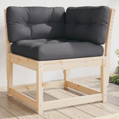vidaXL Garden Sofa Corner with Cushions 73x73x78 cm Solid Wood Pine