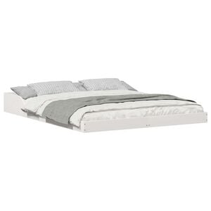 vidaXL Bed Frame White 150 x 200 cm Solid Pine Wood