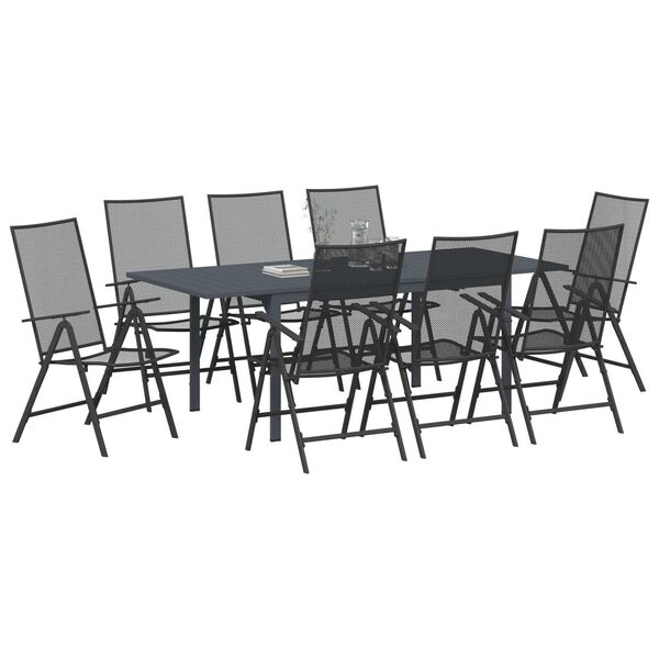 vidaXL Garden Dining Set 9 pcs Steel