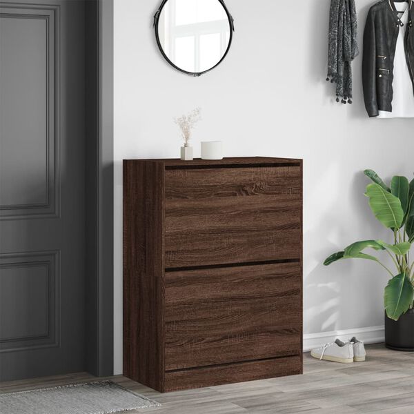vidaXL Shoe Cabinet with 2 Flip-Drawers Brown Oak 80x42x108 cm