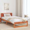 vidaXL Bed Frame with Headboard Wax Brown 100 x 200 cm Solid Pine Wood