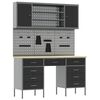 vidaXL Work Cabinet with Drawer 8 pcs Black Engineered Wood and Steel