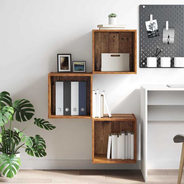 vidaXL Wall Cabinet Old Wood 37 x 37 x 37 cm Engineered Wood