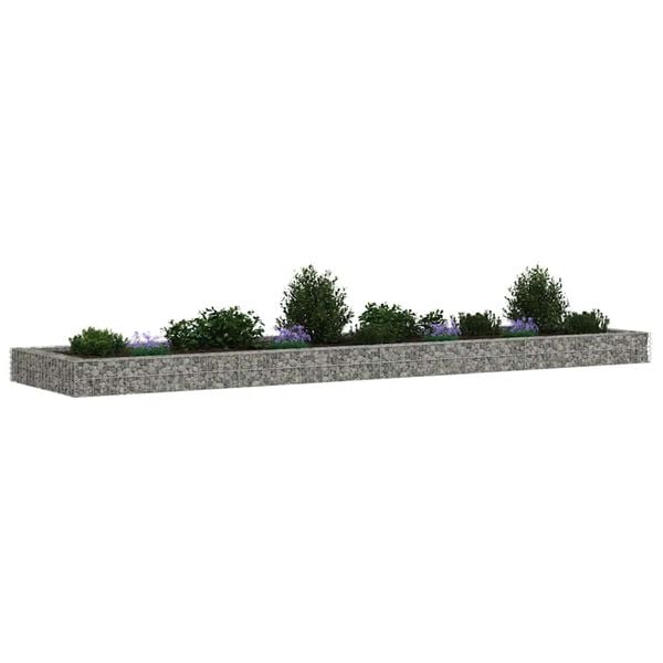 vidaXL Gabion Raised Bed Galvanised Steel 400x100x20 cm