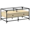 vidaXL Coffee Table with Glass Top Sonoma Oak 98.5x50x45 cm Steel