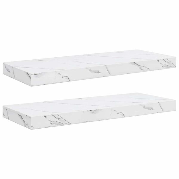 vidaXL Wall Shelf 2 pcs White Marble 60 x 23.5 x 4 cm Engineered Wood