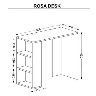 Homemania Computer Desk Rosa 90x40x75 cm White and Oak