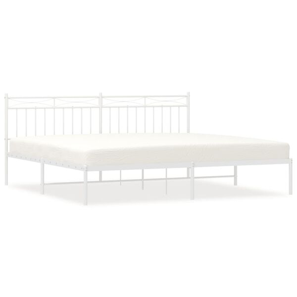 vidaXL Metal Bed Frame without Mattress with Headboard White 200x200cm