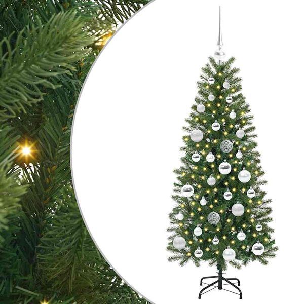 vidaXL Artificial Christmas Tree with 150 LEDs Green 120 cm PE and PVC