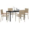 vidaXL Garden Dining Set with Cushion 5 pcs Beige Poly Rattan