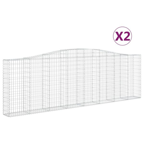 vidaXL Arched Gabion Baskets 2 pcs 400x30x120/140 cm Galvanised Iron