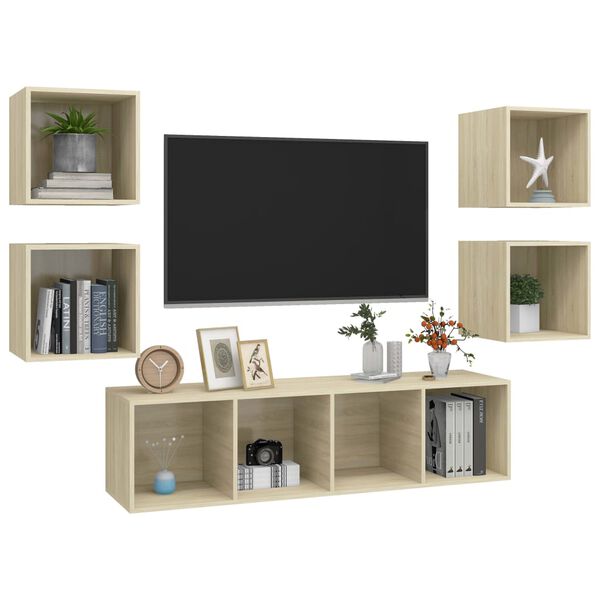 vidaXL 5 Piece TV Cabinet Set Sonoma Oak Engineered Wood