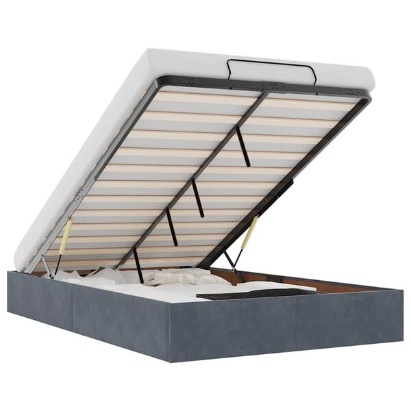 vidaXL Ottoman Bed Frame No Mattress Dark Grey Double Velvet