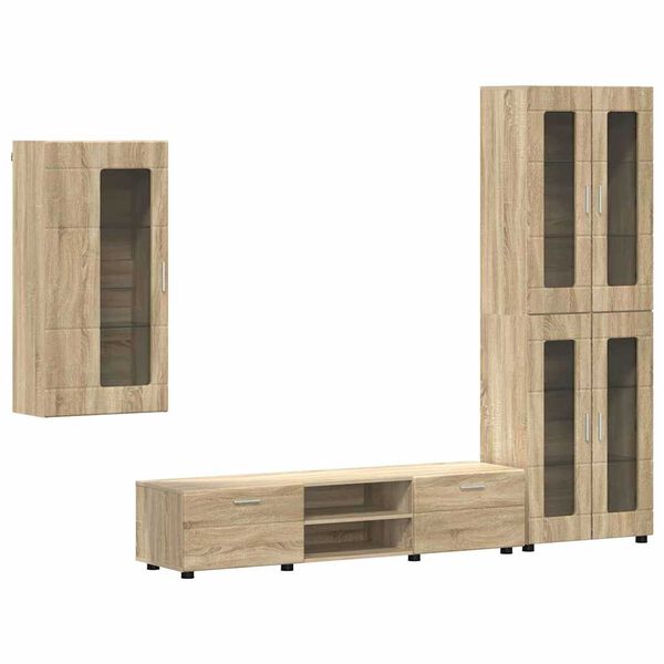 vidaXL TV Cabinet Set with Drawer FLORIN Sonoma Oak Engineered Wood