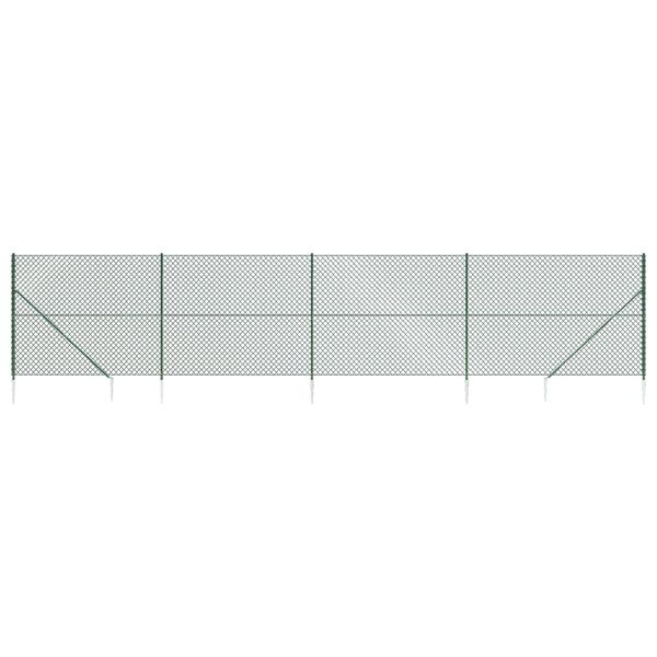 vidaXL Chain Link Fence with Spike Anchors Green 2.2x10 m
