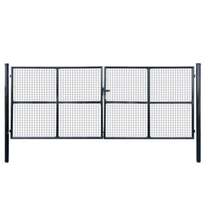 vidaXL Mesh Garden Gate Galvanised Steel 400x150 cm Grey