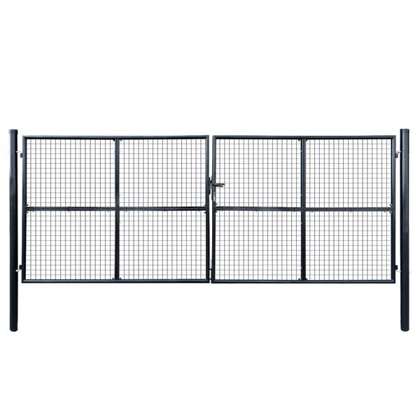 vidaXL Mesh Garden Gate Galvanised Steel 400x150 cm Grey