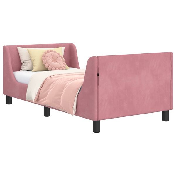 vidaXL Children's Bed Frame with Headboard Pink 80 x 160 cm Velvet