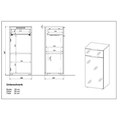 Germania Bathroom Cabinet GW-Avino 34x39x85 cm White and Navarra-oak