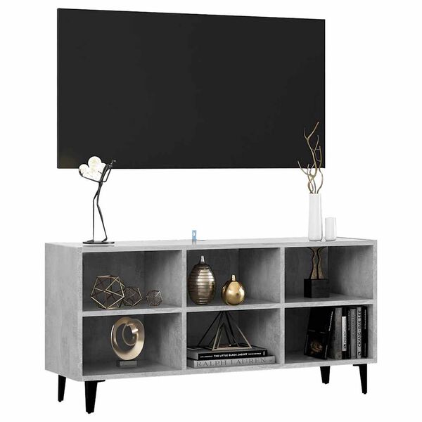 vidaXL TV Cabinet with Metal Legs Concrete Grey 103.5x30x50 cm